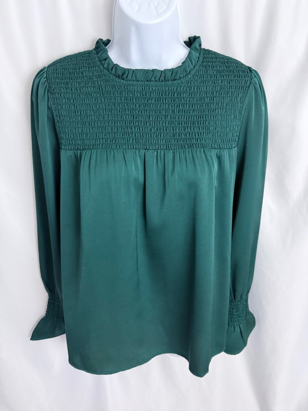 THML Green Long Sleeve Smocked Blouse Size Small